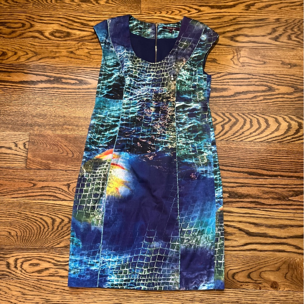 Rachel Roy Sheath Dress | Turkish Sea Watercolor Collection, size 12 - Picture 2 of 6